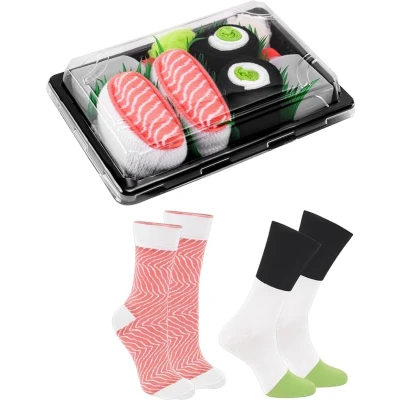 Afbeelding van Man Vrouw Sushi Socks Box Zalm Komkommer Maki 2 Paar Maat EU 36 40