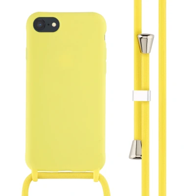 Afbeelding van Apple iPhone SE (2022) Hoesje Siliconen en TPU (zacht) iMoshion Softcase/Koordhoesje/Backcover Geel Telefoonhoesje