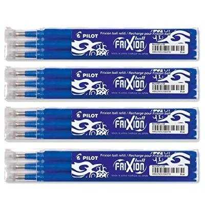 Afbeelding van Lot de 4 étuis 3 recharges FriXion pointe 0,7mm bleu Pilot
