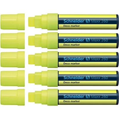 Afbeelding van krijtmarker Schneider Maxx 260 fluorgeel doos met 5 stuks