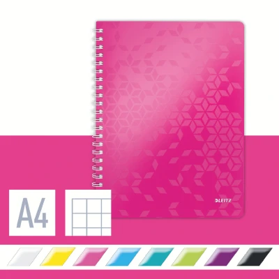 Afbeelding van Leitz WOW schrift ft A4, geruit 5 mm, roze