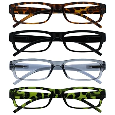 Afbeelding van Leesbril Bruin Zwart Grijs Groen Lichtgewicht Lezers Waarde 4 Stuks Mannen Vrouwen RRRR32 2176 +3,00