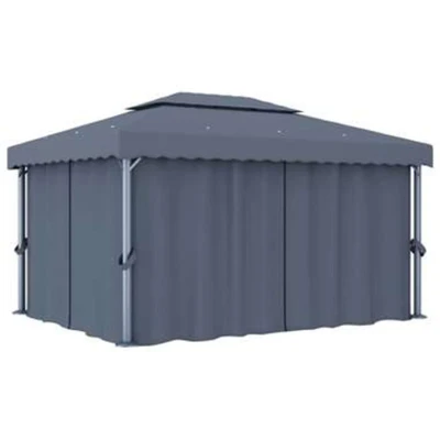 Afbeelding van VIDAXL Prieel met gordijn 4x3 m aluminium antraciet