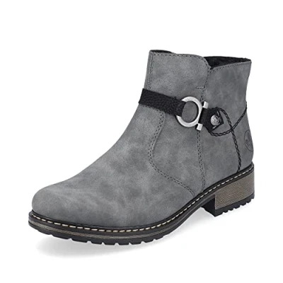 Afbeelding van Rieker DAMES Enkellaarzen Z6869, Vrouwen Enkellaarsjes,laarzen,halve laarzen,laars,gevoerd,winterlaarzen,Grijs (grau / 45),36 EU 3.5 UK