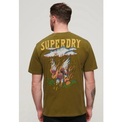 Afbeelding van Superdry Mannen Tattoo T shirt met Losse Pasvorm en Grafische Print Groen Grootte: Xxl