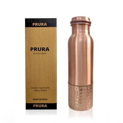 Afbeelding van PRURA koper 100% Ayurveda voordeel water gehamerd fles lekbestendig (900ml/30 oz, ontwerp 5)