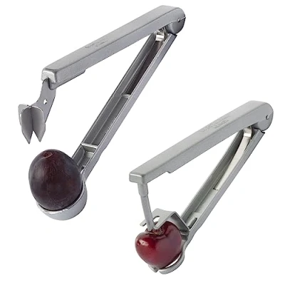 Afbeelding van Westmark set: 1 kersen + pruimenontpitter voor ontpit fruit klaar de keuken, aluminium, voedselveilige coating, roestvrijstalen mes, Kernex en Steinex, zilver, 401022E6
