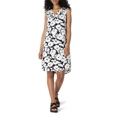 Afbeelding van Amazon Essentials vrouwen mouwloos geweven Shift jurk,Zwart wit Abstact Bloemetje,XS S