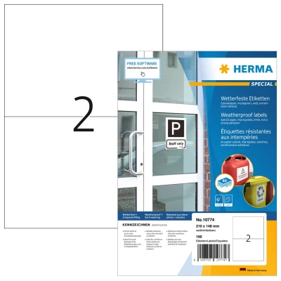 Afbeelding van Etiket HERMA 10774 210x148mm weerbestendig wit 160stuks