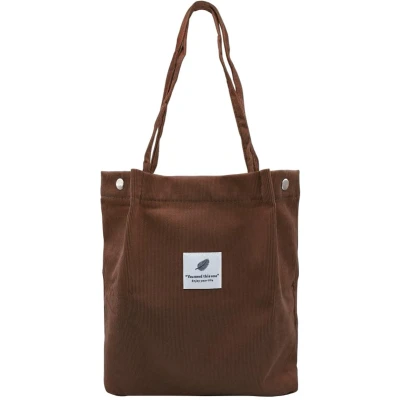 Afbeelding van Boraboi® Trendy Corduroy Schoudertas voor Dames met Grote Capaciteit en Kleurrijk Gestreept Ontwerp Dagelijks Gebruik