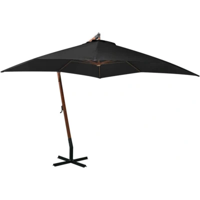 Afbeelding van Zweefparasol met paal 3x3 m massief vurenhout zwart