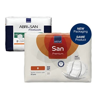 Afbeelding van ABENA San 8, 88x Absorberende Inlegger, Karton, te Dragen in aansluitend Ondergoed Voor Lichte tot Matige Urineverlies Absorptie 2500 ml, oranje