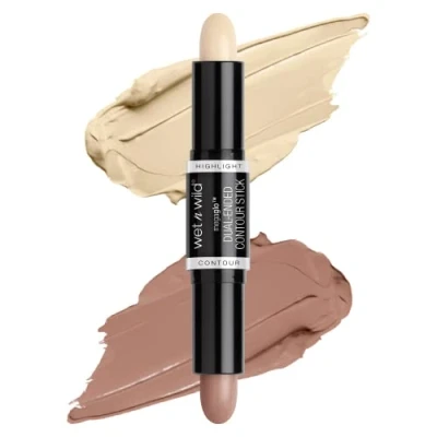 Afbeelding van Wet n Wild, MegaGlo Dual Ended Contour Stick, 2 in 1 Stick met Contourende Schaduw en Highlighter, Makkelijk te Blenden Formule, voor een Gedefinieerde Gebeitelde Look, Light/Medium