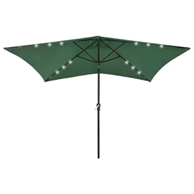 Afbeelding van vidaXL Parasol met LED&#039;s en stalen paal 2x3 m groen