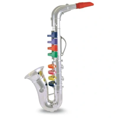 Afbeelding van Bontempi 32 4331 saxofoon met 8 gekleurde toetsen/notities. L. 415 mm.