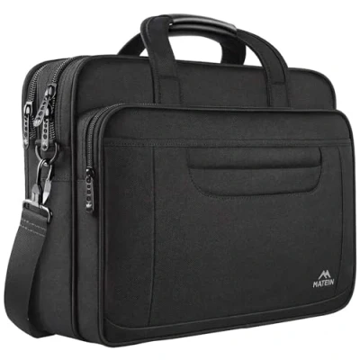 Afbeelding van MATEIN Laptoptas,15,6 Inch Multifunctionele Zakelijke Computer Laptoptas, Unisex Ruime Laptop Sleeve Schouder Tas voor Dames en Heren, Universele Nylon Aktetas Notebook Zwart