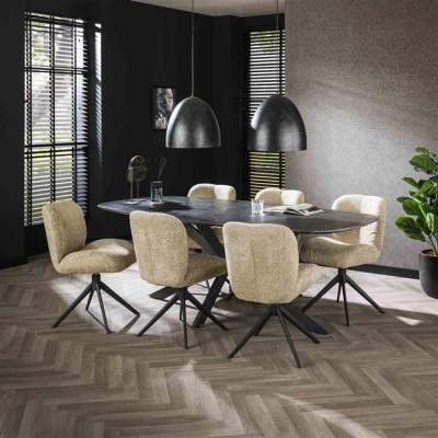 Afbeelding van Hoyz Collection Eetkamertafel 215 Deens Ovaal 3D Melamine Slate Stone