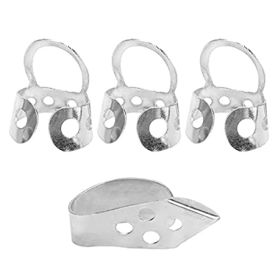 Afbeelding van Eujgoov Gitaar Vinger Picks 3 Stks Wijsvinger en 1 Pc Thumb Pick Verstelbare Holle voor Banjo Gitaar(Zilver)