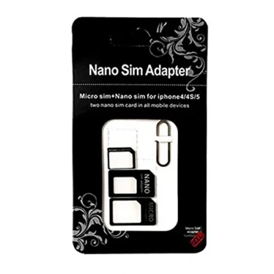 Afbeelding van Noosy Nano SIM, Micro SIM en adapter, 3 in 1, zwart