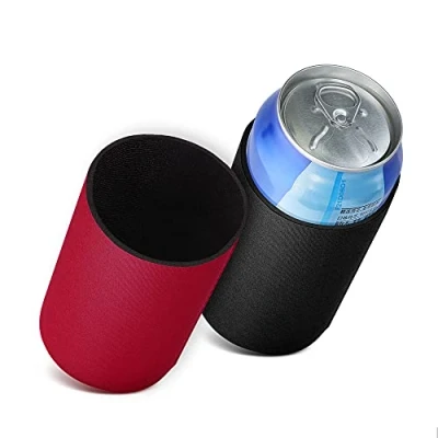 Afbeelding van kwmobile 2x 330ml / 355ml Blik blikjeskoeler voor bier en frisdrankblikjes Koeler drankblikjes in zwart rood 6,5 x 10 cm