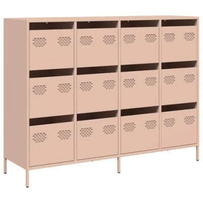 Afbeelding van vidaXL Dressoir 135x39x103,5 cm koudgewalst staal roze
