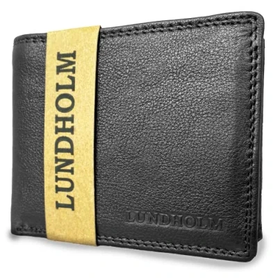 Afbeelding van Lundholm leren heren portemonnee leer zwart RFID anti skim soepel nappa