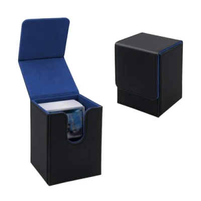 Afbeelding van Tolesum Vertical Trading Card Storage Box voor 100+ kaarten MTG, TCG Commander, verzamelkaarten, zwart en blauw