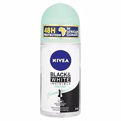 Afbeelding van Nivea Women &quot;Onvisible for Black &amp; White Fresh Mist&quot; Deo Roll on 6 stuks (6 x 50 ml)