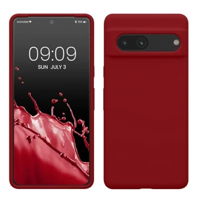 Afbeelding van kwmobile telefoonhoesje geschikt voor Google Pixel 7 Hoesje met siliconen coating Smartphone case in rabarber rood