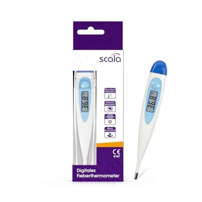Afbeelding van scala SC 17 blauwe digitale koortsthermometer, waterdicht, met koortsalarm