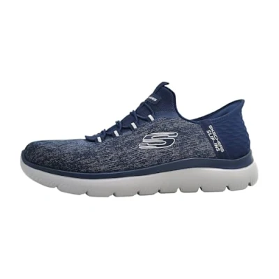 Afbeelding van Skechers Slip ins: Summits Key Pace sneakers Blauw Maat: 48.5 Textiel/Textiel/Rubber Casual Lage met elastische veters