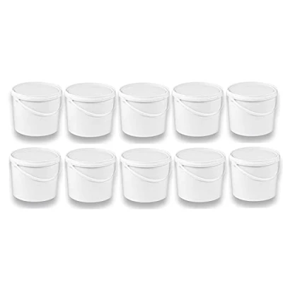 Afbeelding van Silplast 10 x 5 liter emmer met deksel, wit, stuks, stapelbare melk /voorraademmer, honingemmer, kunststof emmer, voedselvrijgave, voedselveilige container, lege voor meel, wateremmer