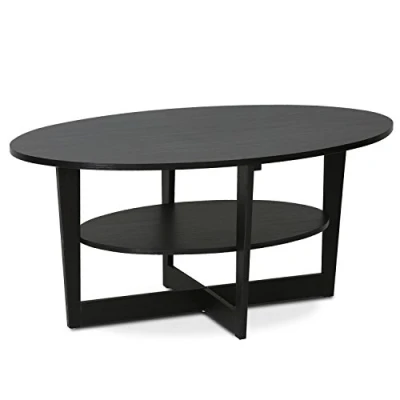 Afbeelding van Furinno Ovale salontafel, hout, walnoot, 50,01 x 41,88 cm