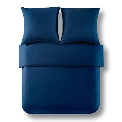 Afbeelding van Alreya Renforcé beddengoed 200 x 220 cm 100% katoen met YKK ritssluiting, superzacht dekbedovertrek, Oeko Tex® standaard gecertificeerd, Blauw, alleen dekbedovertrek