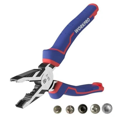 Afbeelding van WORKPRO Cr V Linesman Tang voor het snel verwijderen van beschadigde of verroeste bevestigingsmiddelen, combinatietang, 200 mm, hoge hefboomtang met draadsnijden en schroefafzuiging