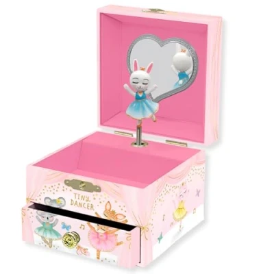 Afbeelding van Muzikale Dierenballerina Sieradendoos voor Meisjes Muziekdoos Kinderen met Draaiende Dierenballerina, Verjaardagscadeaus Kleine Meisjes, Sieradendozen, 10,8 x 12,1 8,9 cm