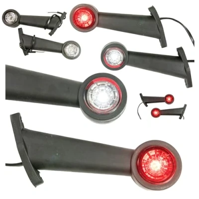Afbeelding van 2 x LED rubber zijlicht 12V 24V met goedkeuring E Caravan positielicht vrachtwagen lamp wit rood schuin lang