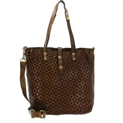 Afbeelding van CAMPOMAGGI Leren Shopper Schoudertas Shopping Bag Verde Militare Groene