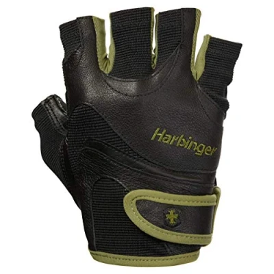 Afbeelding van Harbinger FlexFit gewichthefhandschoenen voor heren, gewassen en droog leer, geventileerde stretchback mesh gymhandschoenen, groen, S