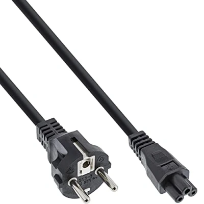 Afbeelding van Apparaatsnoer met rechte C5 plug en stekker 3x 1,00mm / zwart 5 meter