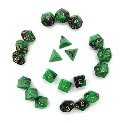 Afbeelding van Fasizi Polyedrische dobbelstenen set tafelspellen 3 sets x 7 (21 stuks) Die Series D20 D12 D10 D8 D6 D4 DND RPG MTG dubbele kleuren één stuk (zwart en