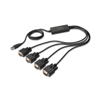 Afbeelding van Digitus USB 2.0 4x RS 232 seriële kabel Zwart 1,5 m Type A DB 9