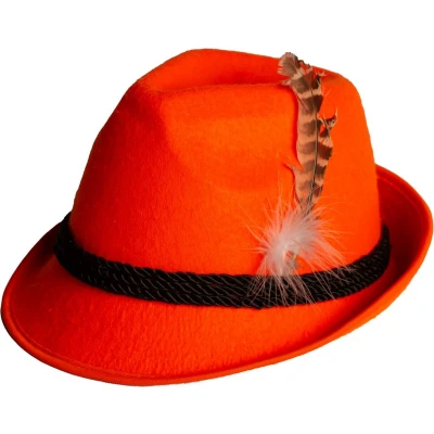 Afbeelding van Partychimp Oranje Hoed Bayern met Veer Koningsdag EK WK voor bij Verkleedkleren Volwassenen verkleedkleding One Size