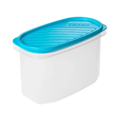 Afbeelding van Tatay Vershouddoos, vacuüm, 1,2 l capaciteit, flexibel drukdeksel, BPA vrij, geschikt voor magnetron en vaatwasser, blauw. Afmetingen: 18,4 x 9,7 12,2 cm