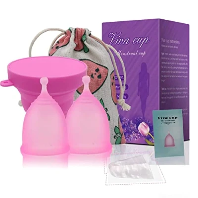 Afbeelding van Aomiduo menstruatiecup Herbruikbare alternatief voor tampon en pad medische kwaliteit siliconen menstruatiecups afmetingen L (groot) S (klein) (gepresenteerd reisopbergbeker)