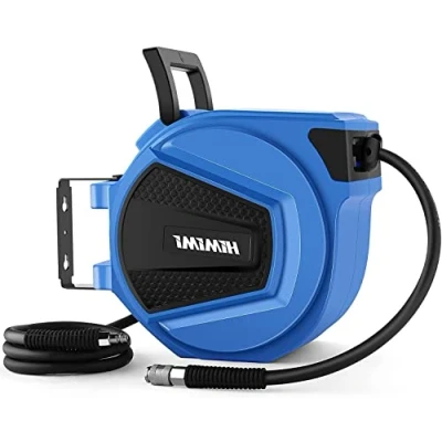 Afbeelding van Persluchtslanghaspel 50 meter, automatische slanghaspel voor compressor, wandslanghouder, perslucht werkplaats, garage, 1/4 inch snelkoppelingen, 20 bar max., Ø 9,5 mm