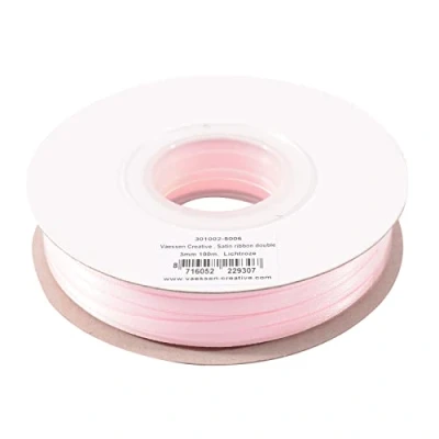 Afbeelding van Vaessen Creative Satijnen lint 3 mm x 100 m roze, linten, decoratief lint, linten om te knutselen, stoffen voor bruiloft, doop en verjaardagscadeaus
