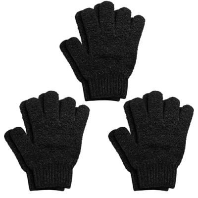 Afbeelding van 6 stuks exfoliërende handschoenen bamboe douchehandschoenen bad en lichaam exfoliator wanten schrobt ingegroeide haren dode huid weg voor douche, spa massage celverwijderaar loofah