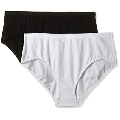 Afbeelding van DIM Daily Midi Stretch Biologisch Katoen Slip Dames, Zwart/Wit, XL, (Pack van 2), Veelkleurig (Zwart/Wit), XL