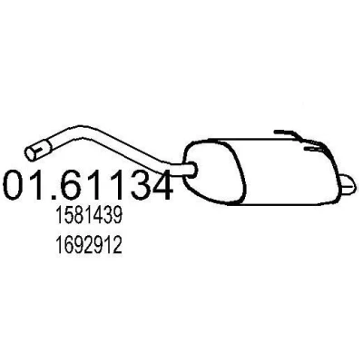 Afbeelding van MTS 01.61134 Einddemper 880mm FORD: KA Hatchback (RU8) 1.2 2008 2016